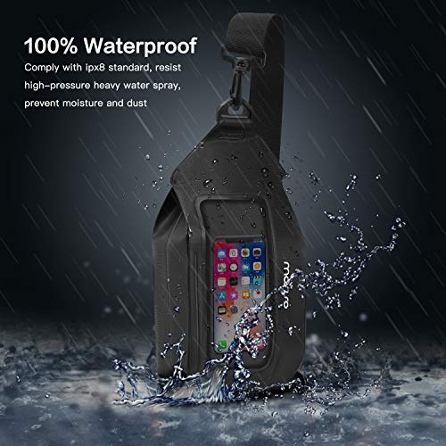 MOSISO Bolsa Seca Impermeable Navegación,Bolso Estanca Pecho Riñonera de Delgada Ajustable con Funda de Pantalla Táctil Claro Ajuste Máx 6,7 Pulgadas Teléfonos para Montar,Piscina,Kayak,Raft,Negro