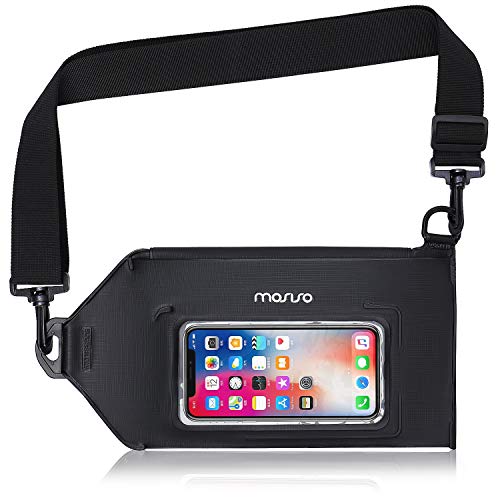 MOSISO Bolsa Seca Impermeable Navegación,Bolso Estanca Pecho Riñonera de Delgada Ajustable con Funda de Pantalla Táctil Claro Ajuste Máx 6,7 Pulgadas Teléfonos para Montar,Piscina,Kayak,Raft,Negro
