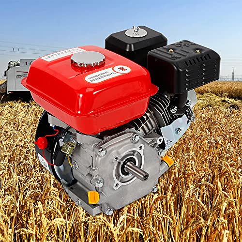 Motor de gasolina TIXBYGO Robusto motor de 4 tiempos con motor parado de 6,5 HP Motor de kart Motor monocilíndrico inclinado 25 ° Motor de intercambio 4 tiempos,refrigeración por aire forzado rojo