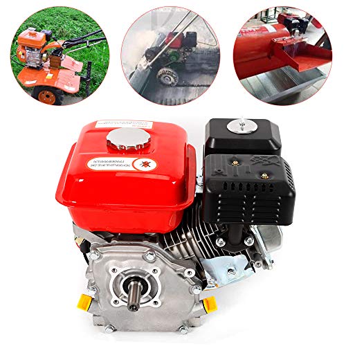Motor de gasolina TIXBYGO Robusto motor de 4 tiempos con motor parado de 6,5 HP Motor de kart Motor monocilíndrico inclinado 25 ° Motor de intercambio 4 tiempos,refrigeración por aire forzado rojo