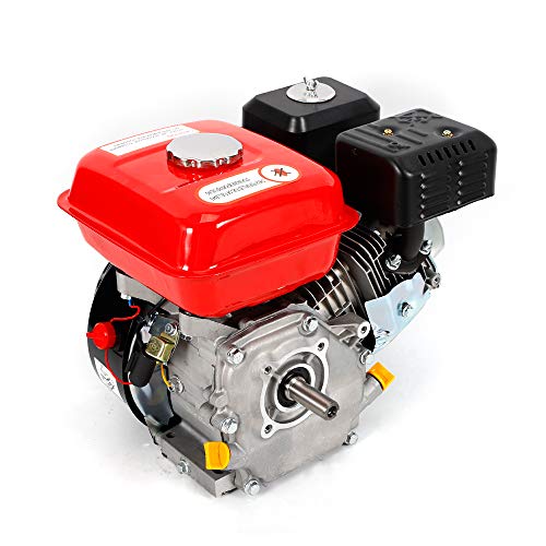 Motor de gasolina TIXBYGO Robusto motor de 4 tiempos con motor parado de 6,5 HP Motor de kart Motor monocilíndrico inclinado 25 ° Motor de intercambio 4 tiempos,refrigeración por aire forzado rojo