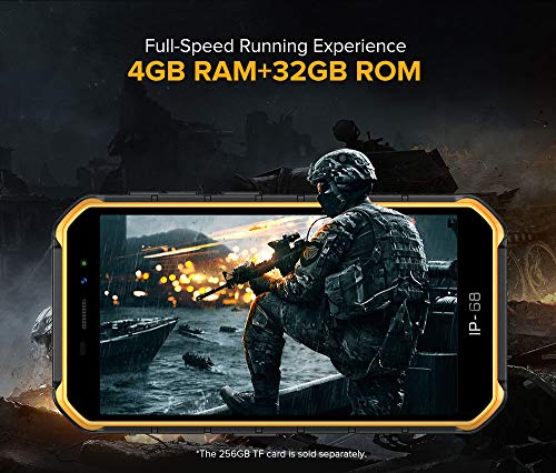 Móvil Resistente (2020), Ulefone Armor X7 Pro Android 10 4G Teléfono Móviles Antigolpes IP68, Batería 4000 mAh, Fotografía Submarina, Quad-Core 4GB+32GB, Dual SIM/GPS/NFC, Desbloqueo Facial Naranja