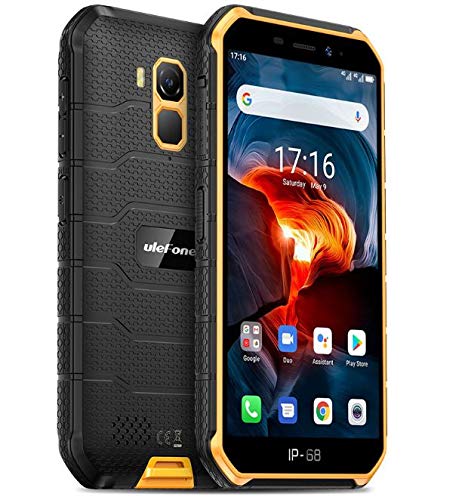 Móvil Resistente (2020), Ulefone Armor X7 Pro Android 10 4G Teléfono Móviles Antigolpes IP68, Batería 4000 mAh, Fotografía Submarina, Quad-Core 4GB+32GB, Dual SIM/GPS/NFC, Desbloqueo Facial Naranja
