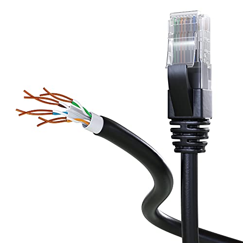 Mr. Tronic 20m Cable de Red Ethernet para Exteriores | Impermeable | CAT6, CCA, UTP | Conectores RJ45 | LAN Gigabit de Alta Velocidad | Conexión a Internet | PC, Router, Modem, TV | Negro (20 Metros)