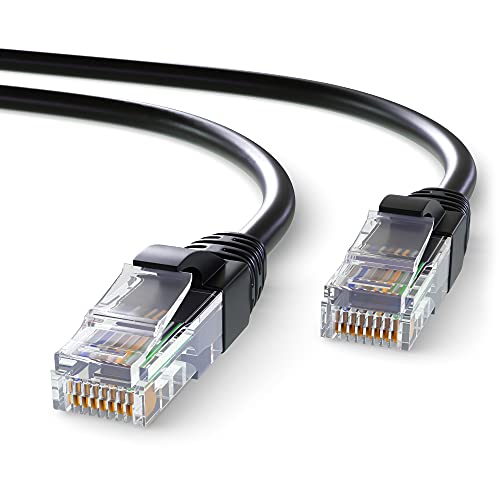 Mr. Tronic 20m Cable de Red Ethernet para Exteriores | Impermeable | CAT6, CCA, UTP | Conectores RJ45 | LAN Gigabit de Alta Velocidad | Conexión a Internet | PC, Router, Modem, TV | Negro (20 Metros)