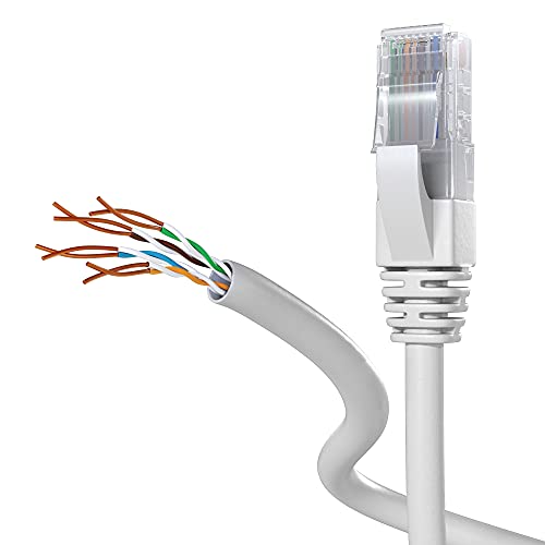 Mr. Tronic 50m Cable de Red Ethernet Trenzado | CAT5E, CCA, UTP | Conectores RJ45 | LAN Gigabit de Alta Velocidad | Conexión a Internet | Ideal para PC, Router, Modem, Switch, TV (50 Metros, Gris)