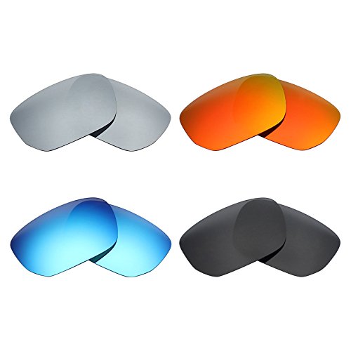 MRY 4 Paires polarisées Lentilles de Remplacement pour Oakley Style Switch Sunglasses-Stealth Noir/Rouge Feu/Ice Bleu/Argent Titane