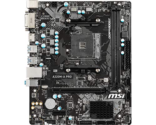 MSI A320M-A Pro - Placa Base AM4 Micro ATX AMD A320 A320M-A Pro, AMD, ubicación AM4, AMD Athlon, AMD Ryzen, DDR4-SDRAM, DIMM, 1866, 2133, 2400, 2667 y 2933, 3200 MHz