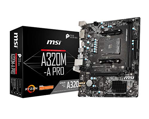 MSI A320M-A Pro - Placa Base AM4 Micro ATX AMD A320 A320M-A Pro, AMD, ubicación AM4, AMD Athlon, AMD Ryzen, DDR4-SDRAM, DIMM, 1866, 2133, 2400, 2667 y 2933, 3200 MHz