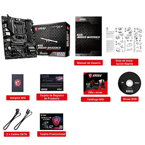 MSI MAG B550M BAZOOKA - Placa Base Arsenal Gaming (AMD AM4 DDR4 M.2 USB 3.2 Gen 2 HDMI MICRO ATX), AMD Ryzen 5000 Series processors