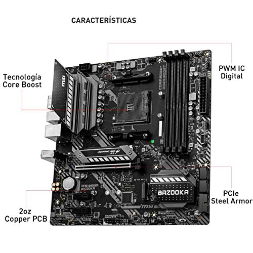 MSI MAG B550M BAZOOKA - Placa Base Arsenal Gaming (AMD AM4 DDR4 M.2 USB 3.2 Gen 2 HDMI MICRO ATX), AMD Ryzen 5000 Series processors