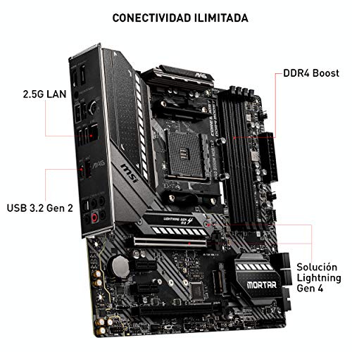 MSI MAG B550M MORTAR - Placa Base Arsenal Gaming (AMD AM4 DDR4 M.2 USB 3.2 Gen 2 HDMI MICRO ATX), AMD Ryzen 5000 Series processors