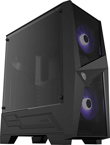 MSI MAG FORGE 100M Mid-Tower - Caja de PC Gaming, 2 x 120 mm RGB + 1 x 120 mm Ventiladores Incluidos, Panel Cristal Templado, ATX, mATX, Mini-ITX, Negro