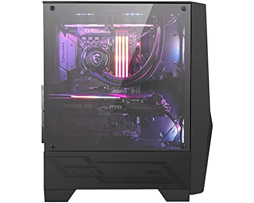 MSI MAG FORGE 100R Mid-Tower - Caja de PC Gaming, 2 x 120 mm ARGB + 1 x 120 mm Ventiladores Incluidos, Panel Cristal Templado, ATX, mATX, Mini-ITX, Negro