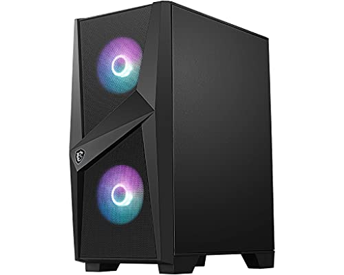 MSI MAG FORGE 100R Mid-Tower - Caja de PC Gaming, 2 x 120 mm ARGB + 1 x 120 mm Ventiladores Incluidos, Panel Cristal Templado, ATX, mATX, Mini-ITX, Negro