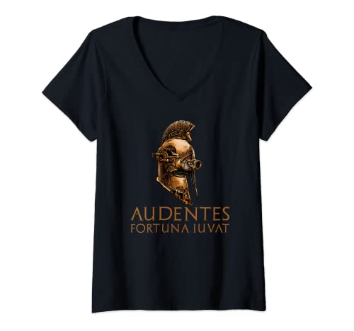 Mujer Ancient Greek Steampunk Helmet - Fortune Favours The Bold Camiseta Cuello V