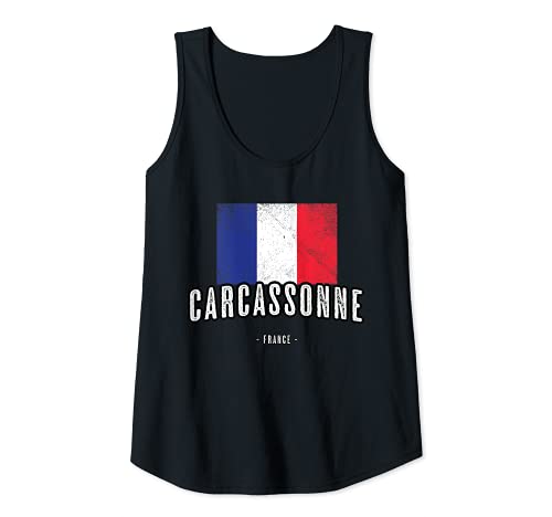 Mujer Ciudad de Carcasona Francia | FR Bandera Top, Drapeau Français - Camiseta sin Mangas