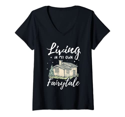 Mujer Cottagecore Aesthetic Living In My Own Fairytale Cottage Camiseta Cuello V