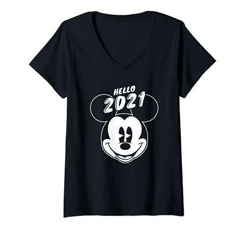 Mujer Disney Mickey Mouse Hello 2021 Camiseta Cuello V