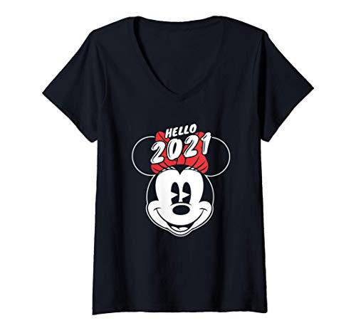 Mujer Disney Minnie Mouse Hello 2021 Camiseta Cuello V