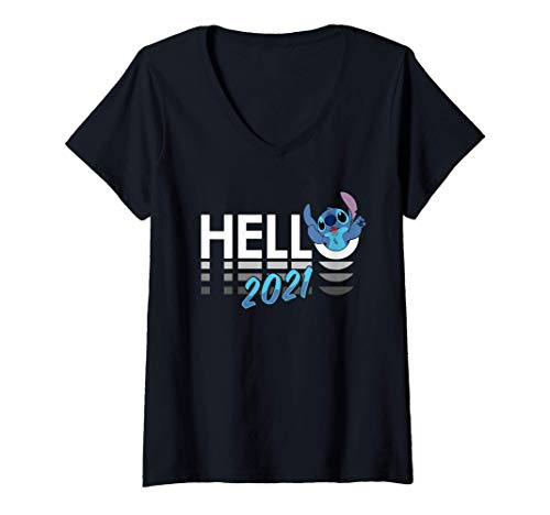 Mujer Disney Stitch Hello 2021 Camiseta Cuello V