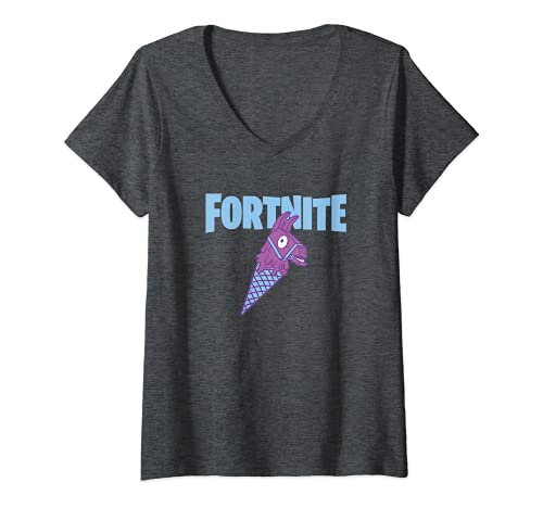 Mujer Fortnite Llama Cone Fortnite Logo Camiseta Cuello V