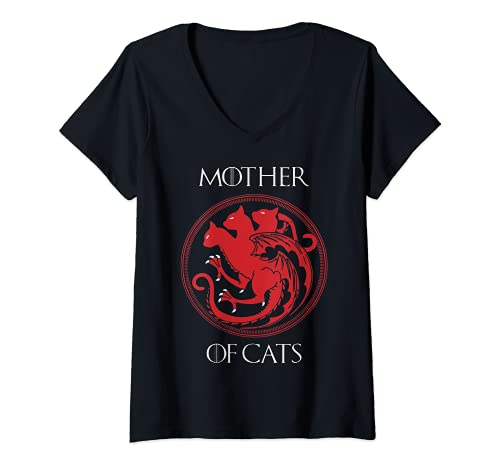 Mujer Funny Mother Of Cats Kitty Cat Lover Cat Mom Mothers Day Camiseta Cuello V
