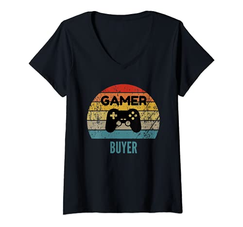 Mujer Gamer Buyer Vintage 60s 70s Gaming Gift Camiseta Cuello V