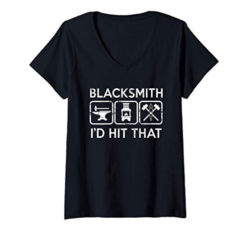 Mujer Id Hit That Cool Blacksmith Iron Forge Design Camiseta Cuello V