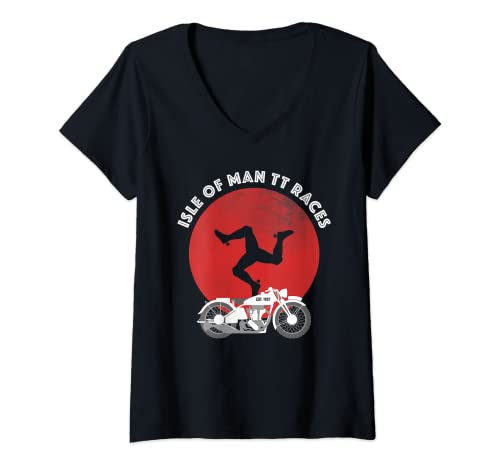 Mujer Isle Of Man TT Races - Camiseta estilo vintage Camiseta Cuello V
