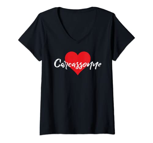 Mujer J'aime Carcassonne France Femmes Coeur Camiseta Cuello V