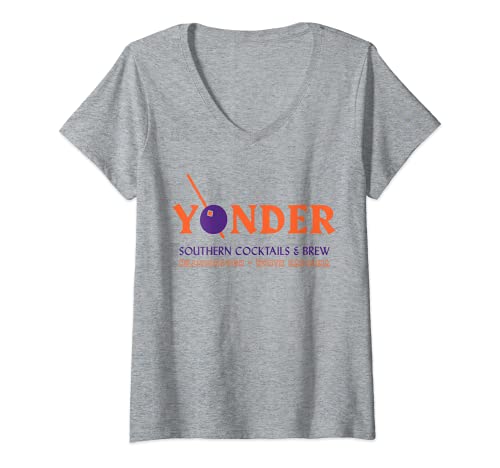 Mujer Logo Yonder diseñado por Libby Cole Camiseta Cuello V