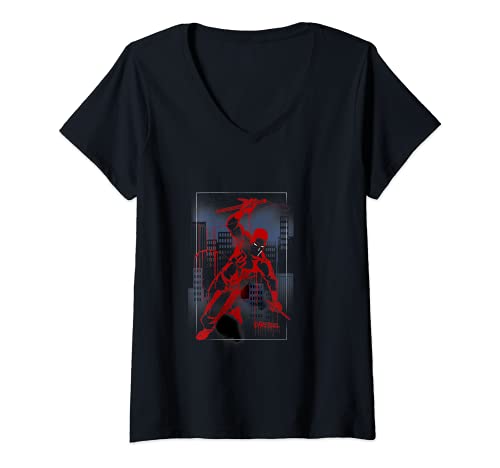 Mujer Marvel Daredevil City Skyline Graffiti Camiseta Cuello V