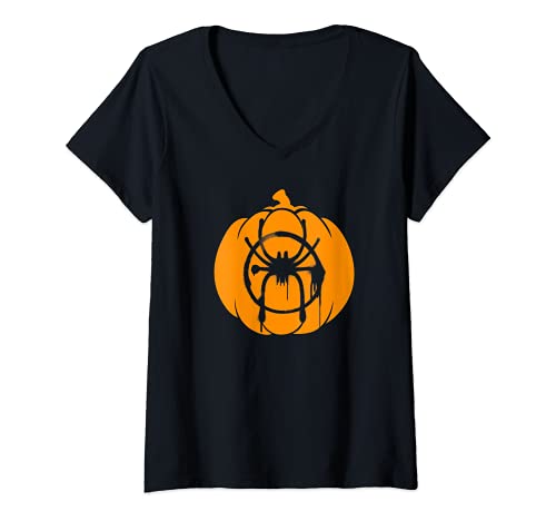 Mujer Marvel Spider-Man Miles Morales Pumpkin Halloween Camiseta Cuello V
