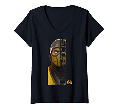 Mujer Mortal Kombat Liga Latina Scorpion Camiseta Cuello V