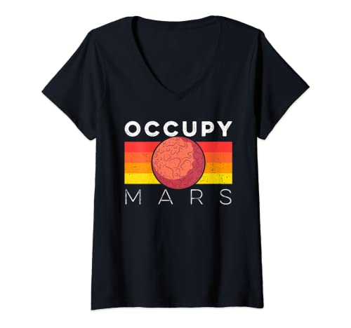 Mujer Occupy Mars Terraforming Deepspace Colonization Futuristic Camiseta Cuello V