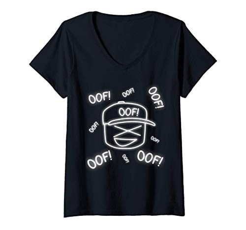 Mujer Oof Meme XD Face Funny Internet Saying Kid Gamer Gift Camiseta Cuello V