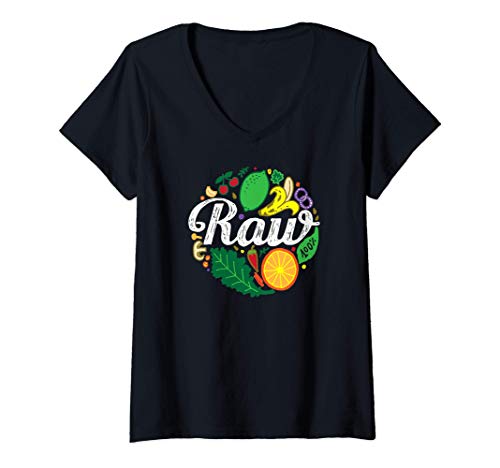 Mujer Raw 100% - Ropa Vegana by The Dharma Store Camiseta Cuello V