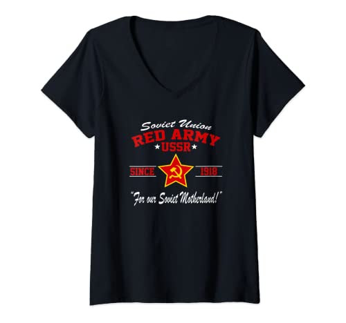 Mujer Soviet Union Red Army USSR Camiseta Cuello V