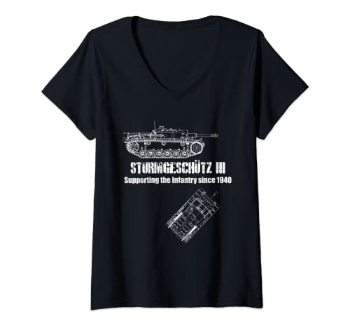 Mujer Sturmgeschutz III StuG 3 Arma de asalto de la Wehrmacht Camiseta Cuello V