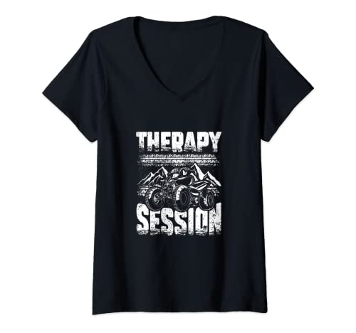Mujer Therapy Session ATV Cuatro ruedas Quad Bike Rider Camiseta Cuello V