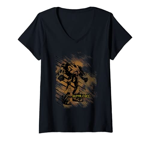 Mujer US Transformers Fall Of Cybertron Bumblebee Halftone 01 Camiseta Cuello V