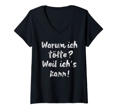 Mujer Warum Ich Tölte Weil Rich Kann Pferd Isländer Pony Geschenk Camiseta Cuello V