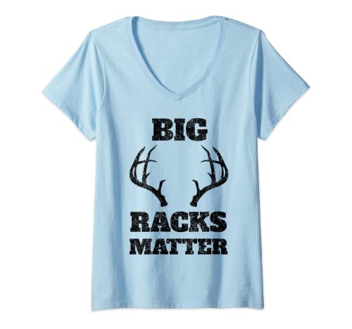 Mujer Whitetail Buck Funny Ciervos Caza Temporada Big Bucks Matter Camiseta Cuello V