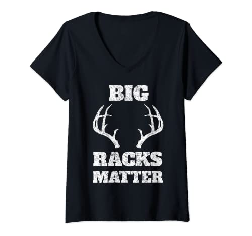 Mujer Whitetail Buck Funny Ciervos Caza Temporada Big Bucks Matter Camiseta Cuello V
