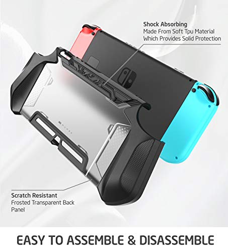 Mumba Funda acoplable para Nintendo Switch Case Funda protectora TPU Grip funda de agarre compatible con la consola de Nintendo Switch y Controlador Joy-Con (Negro)