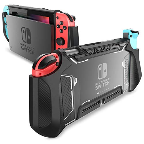 Mumba Funda acoplable para Nintendo Switch Case Funda protectora TPU Grip funda de agarre compatible con la consola de Nintendo Switch y Controlador Joy-Con (Negro)