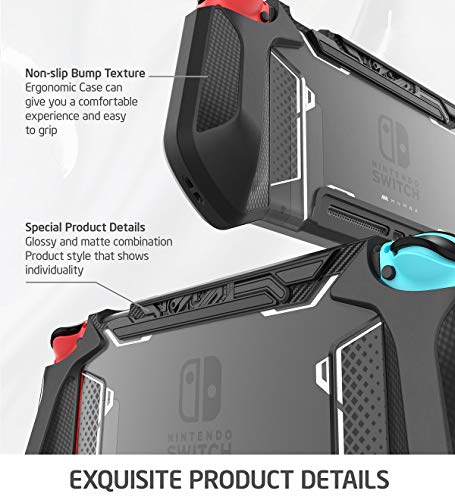 Mumba Funda acoplable para Nintendo Switch Case Funda protectora TPU Grip funda de agarre compatible con la consola de Nintendo Switch y Controlador Joy-Con (Negro)