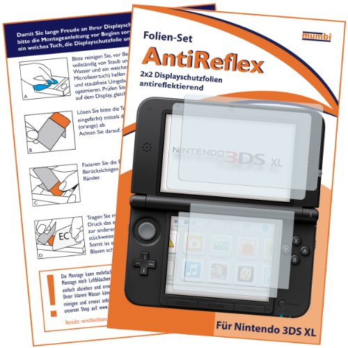 mumbi - Protector de pantalla para Nintendo 3DS 3 DS XL (4 unidades, antirreflectante, antihuellas)