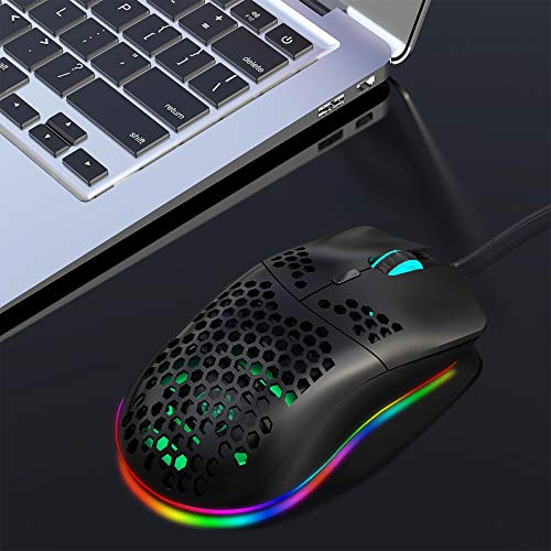 MXMYFZ Malla RGB ratón del Juego, 6-Keys programación de macros, luz LED de 6 Colores, 6400 PPP de Alta precisión Profesional del Juego del ratón